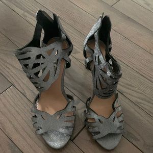 Silver shimmer ankle 3inch heels.